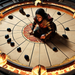 **A Player Strategically Managing Their Atlas:** "A Path of Exile player intensely focused on their Atlas screen, rearranging watchstones and applying sextants, surrounded by loot, representing optimized Atlas strategy and map investment."